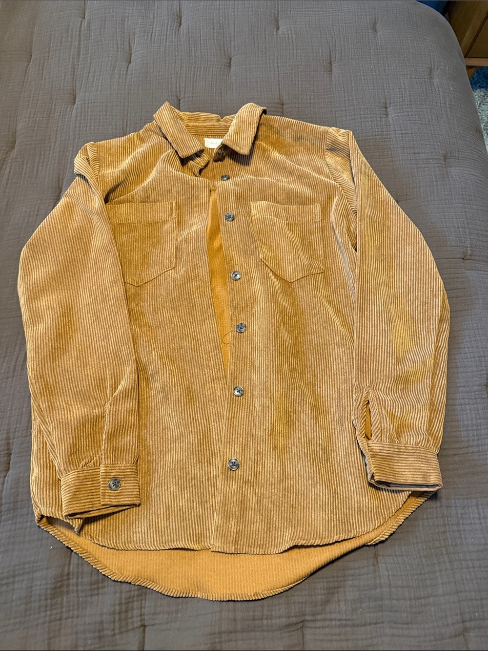 Altar’d State Tan Corduroy Oversized Button Up Shacket Size M